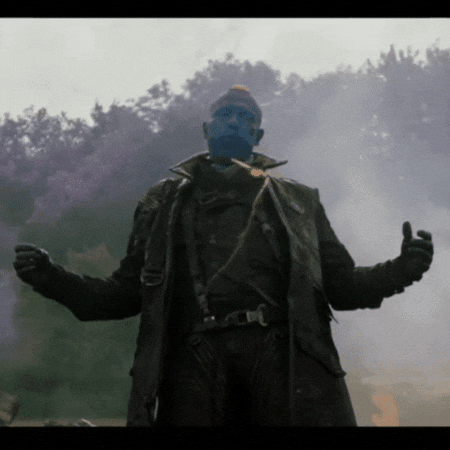 Yondu whistles, and his arrow follows him